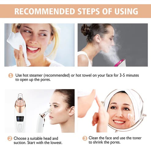 Electric Blackhead Remover Vacuum 6 Suction Probes